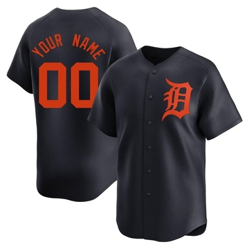 Limited Custom Men's Detroit Tigers Navy Alternate Jersey