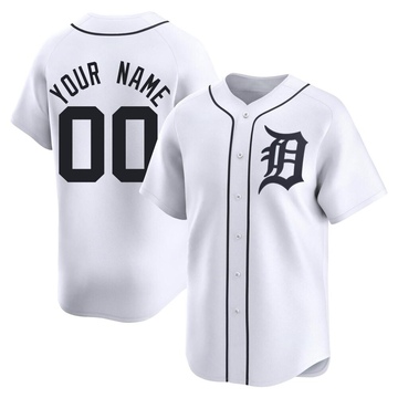 Limited Custom Men's Detroit Tigers White Home Jersey