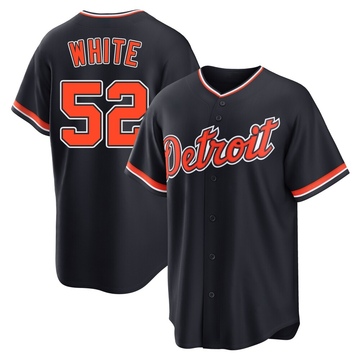 Replica Brendan White Men's Detroit Tigers White Navy Alternate 2nd Jersey