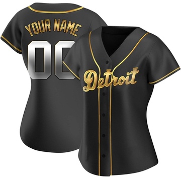 Replica Custom Women's Detroit Tigers Black Golden Alternate Jersey