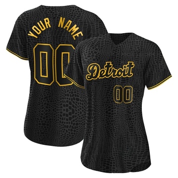 Replica Custom Women's Detroit Tigers Black Snake Skin City Jersey