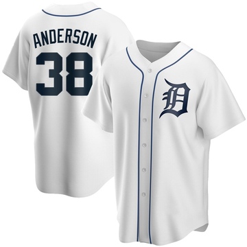 Replica Drew Anderson Men's Detroit Tigers White Home Jersey