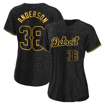 Replica Drew Anderson Women's Detroit Tigers Black Snake Skin City Jersey