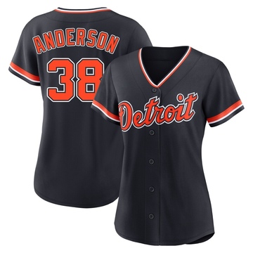 Replica Drew Anderson Women's Detroit Tigers Navy Alternate 2nd Jersey
