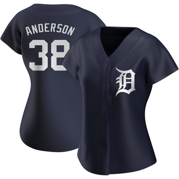 Replica Drew Anderson Women's Detroit Tigers Navy Alternate Jersey