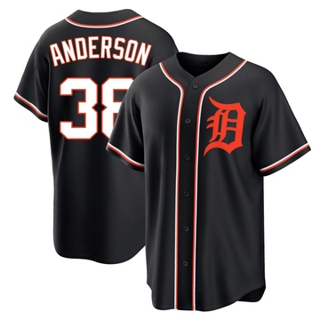 Replica Drew Anderson Youth Detroit Tigers Black Fashion Out Jersey
