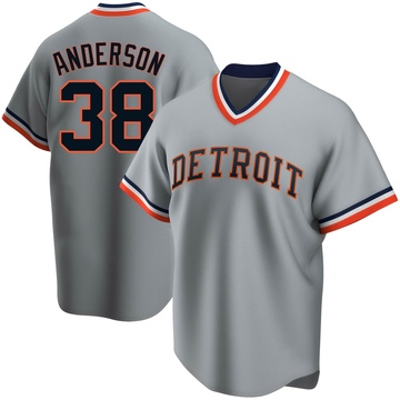 Replica Drew Anderson Youth Detroit Tigers Gray Road Cooperstown Collection Jersey