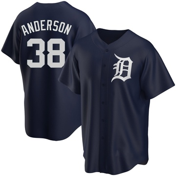 Replica Drew Anderson Youth Detroit Tigers Navy Alternate Jersey