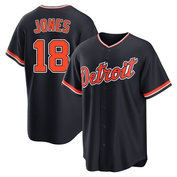 Replica Jahmai Jones Men's Detroit Tigers Navy Alternate 2nd Jersey