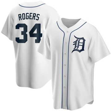 Replica Jake Rogers Men's Detroit Tigers White Home Jersey