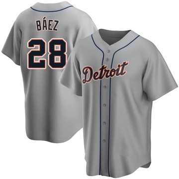 Replica Javier Baez Men's Detroit Tigers Gray Road Jersey
