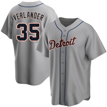 Replica Justin Verlander Men's Detroit Tigers Gray Road Jersey