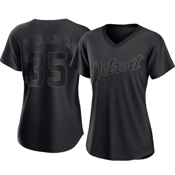 Replica Justin Verlander Women's Detroit Tigers Black Pitch Fashion Jersey