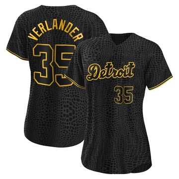 Replica Justin Verlander Women's Detroit Tigers Black Snake Skin City Jersey