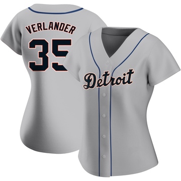 Replica Justin Verlander Women's Detroit Tigers Gray Road Jersey