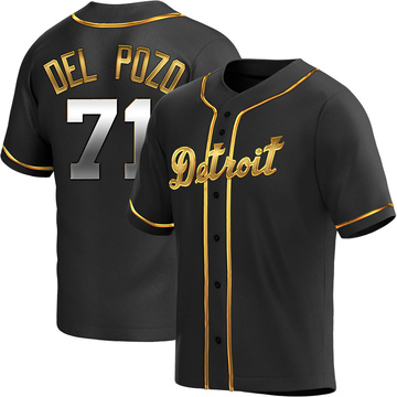 Replica Miguel Del Pozo Men's Detroit Tigers Black Golden Alternate Jersey
