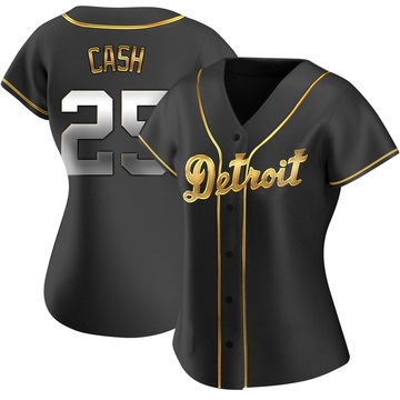 Replica Norm Cash Women's Detroit Tigers Black Golden Alternate Jersey