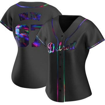 Replica Tyler Holton Women's Detroit Tigers Black Holographic Alternate Jersey