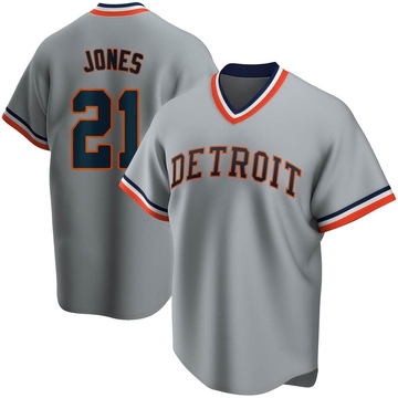 Jacoby Jones Men's Detroit Tigers Gray JaCoby Jones Road Cooperstown Collection Jersey